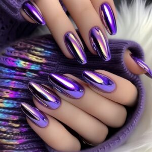 Multi-Polar Chrome Nails - INS Almond Electroplated Set, 24pc