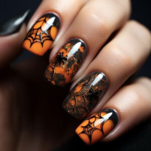 Orange Halloween Nails - Mysterious Mid-Square Press-Ons, 24pc