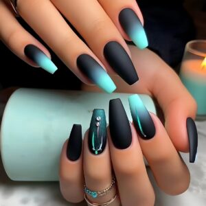 Rhinestone Smoke Ombre Nails - INS Glitter Press-Ons, 24pc