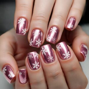 Snowflake Nails - Short Christmas Press-On Set, 24pc